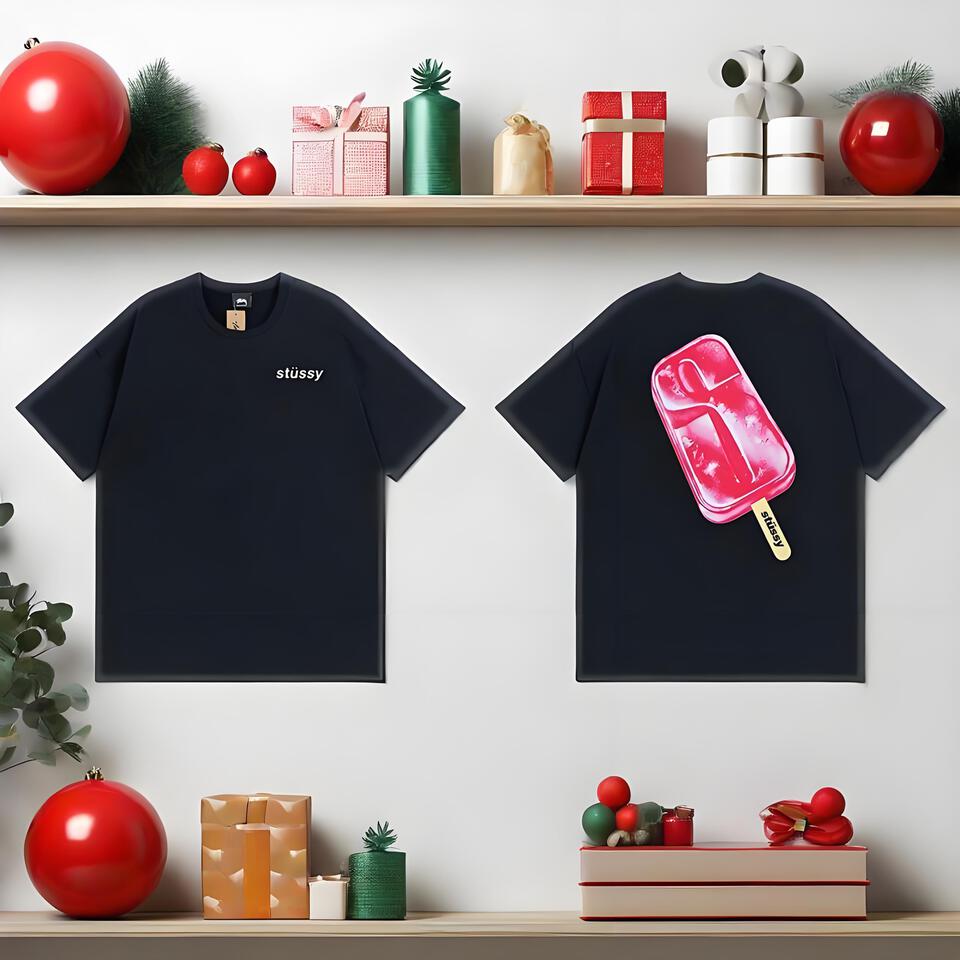 Stussy Black Oversized Cotton Short Sleeve T-Shirt