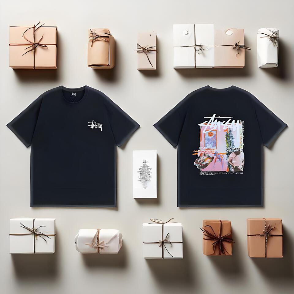 Stussy Black Oversized Cotton T-Shirt Streetwear Print Unisex