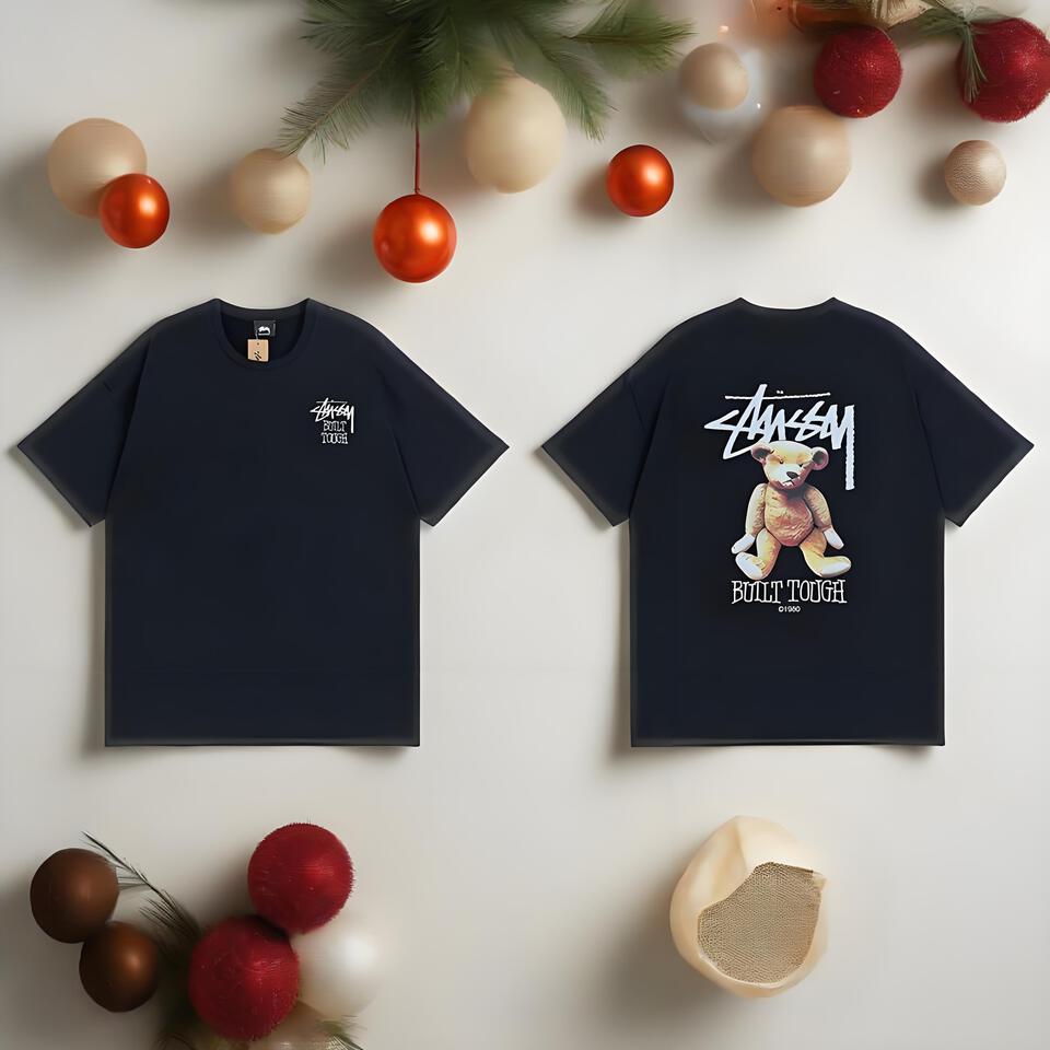 Stussy Black Oversized Cotton T-Shirt Unisex Streetwear