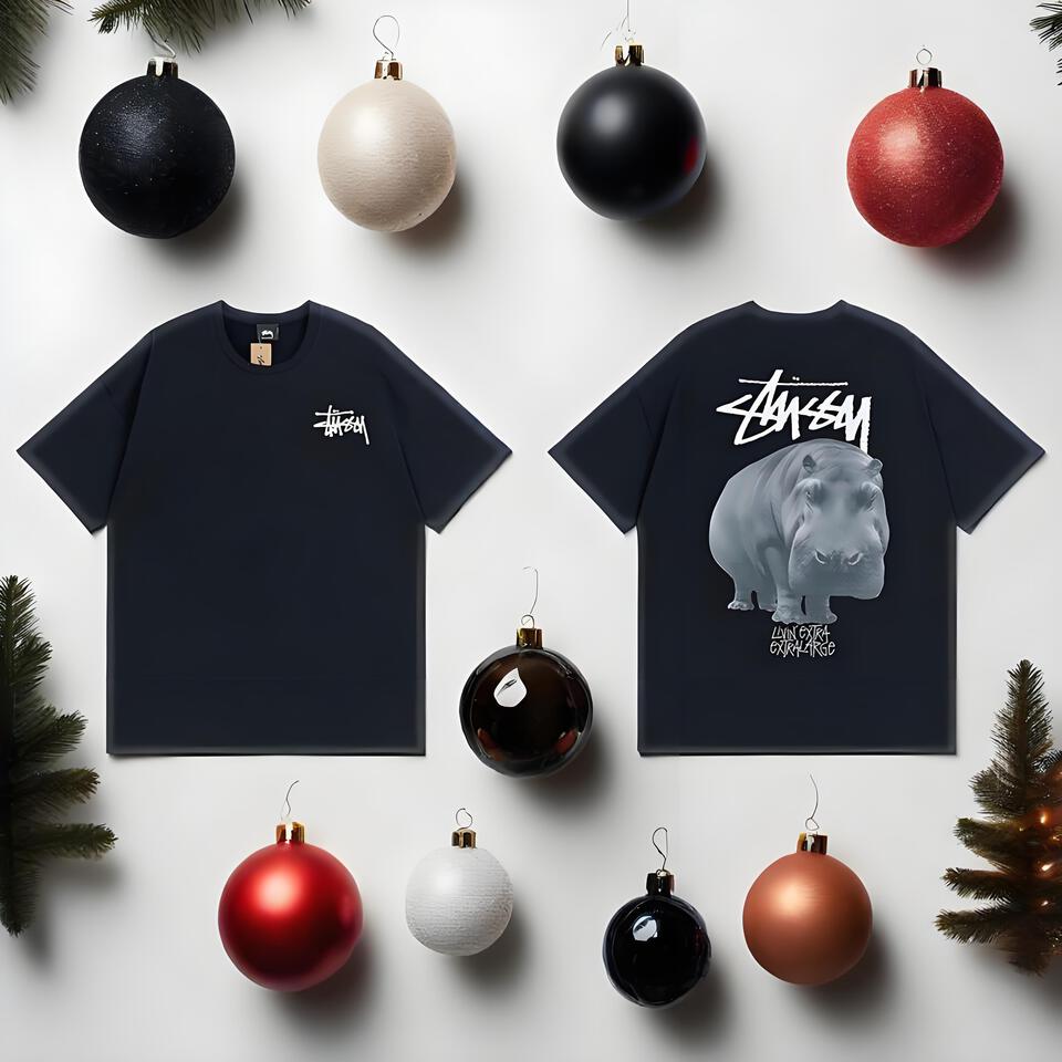 Stussy Black Oversized Cotton Tee Street Graffiti Unisex