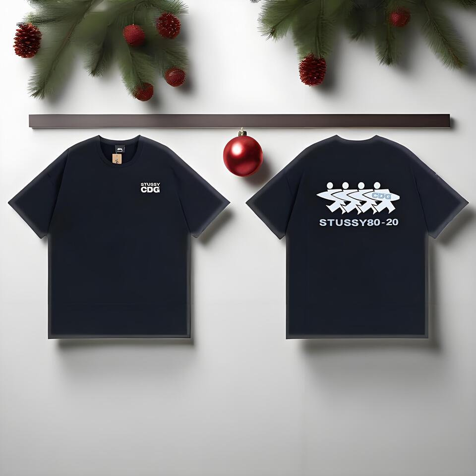 Stussy Cdg Black Oversized Cotton T-Shirt