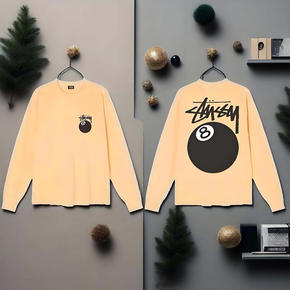Stussy Cream Cotton Long Sleeve Tee Streetwear