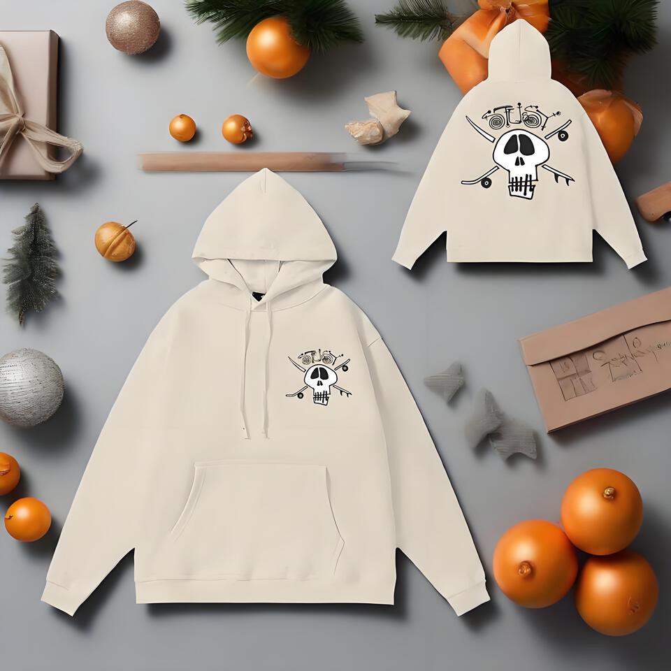 Stussy Cream Cotton Oversized Street Hooded Sweatshirt