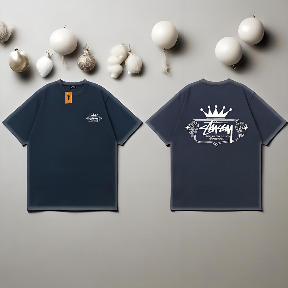Stussy Crown Print Cotton T-Shirt Loose Fit