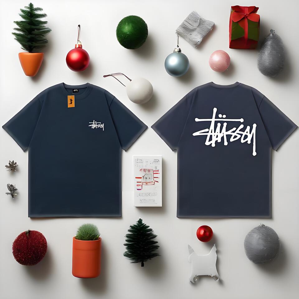 Stussy Deep Blue Loose Fit Graffiti Unisex T-Shirt