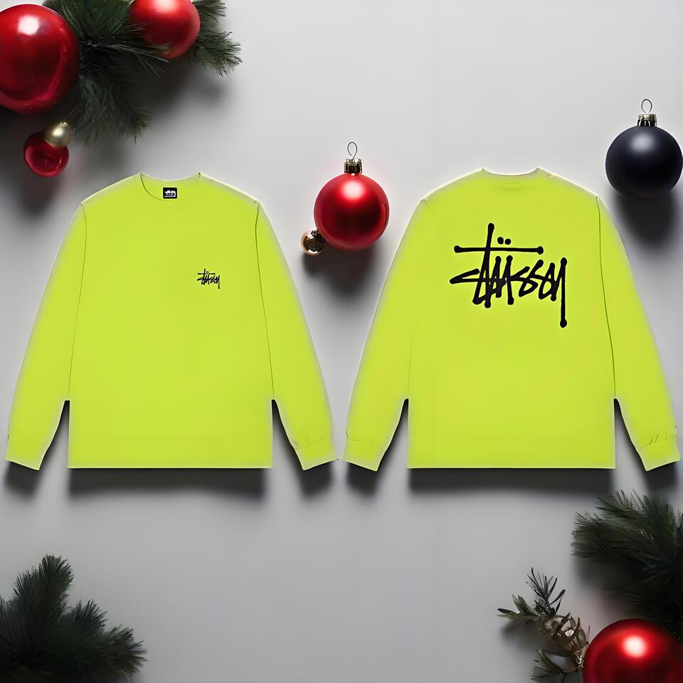 Stussy Graffiti Long Sleeve T-Shirt In Fluorescent Yellow