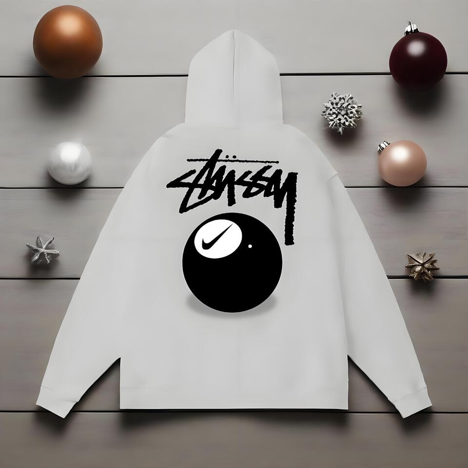 Stussy Gray Cotton Oversized Hoodie Unisex Streetwear