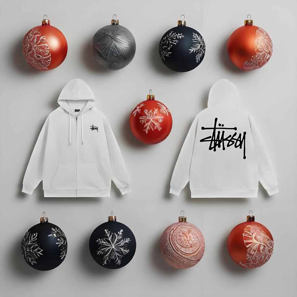 Stussy Grey Cotton Classic Graffiti Hooded Sweatshirt