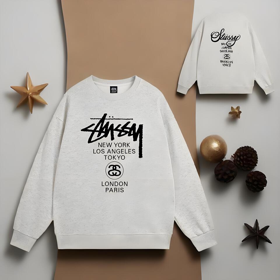 Stussy Grey Cotton Crewneck Sweatshirt