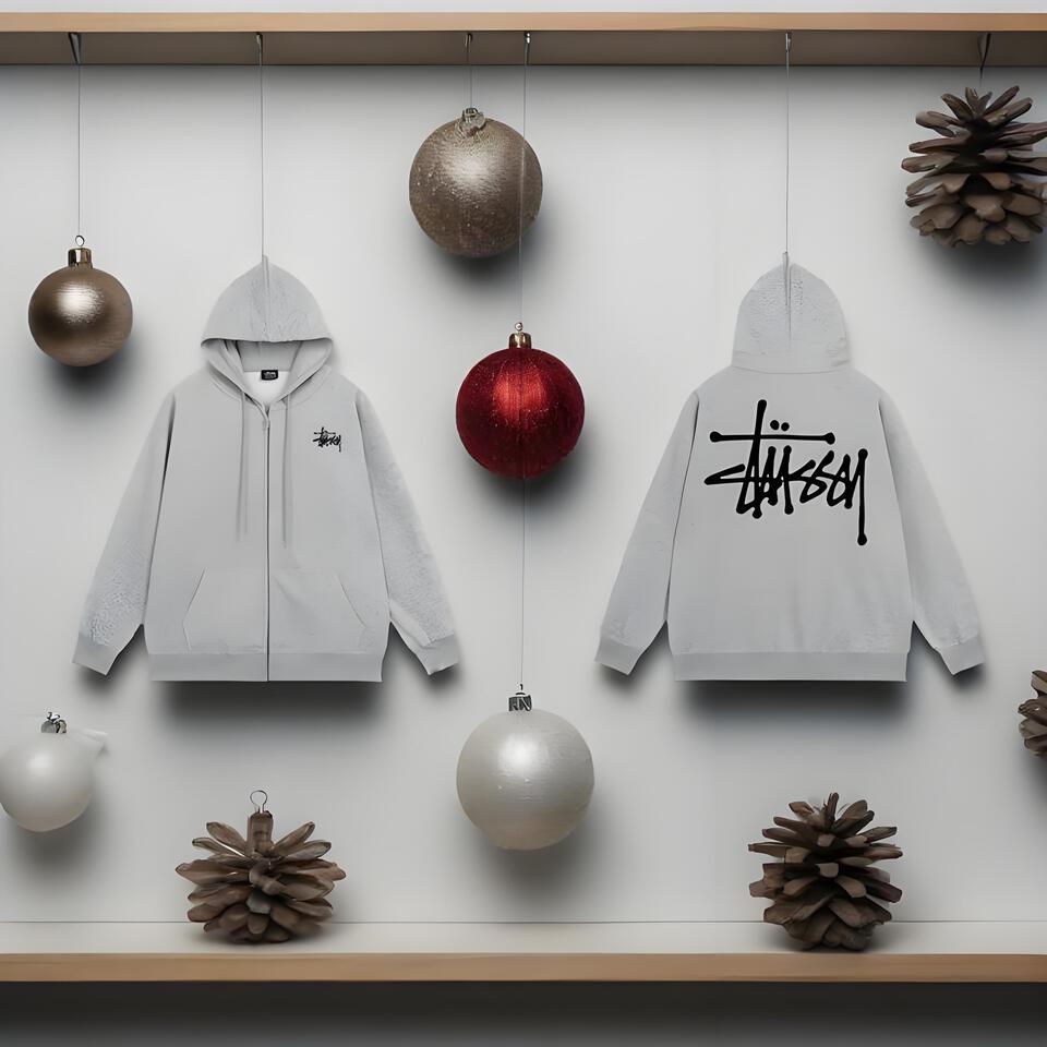 Stussy Grey Cotton Graffiti Hoodie Unisex Streetwear