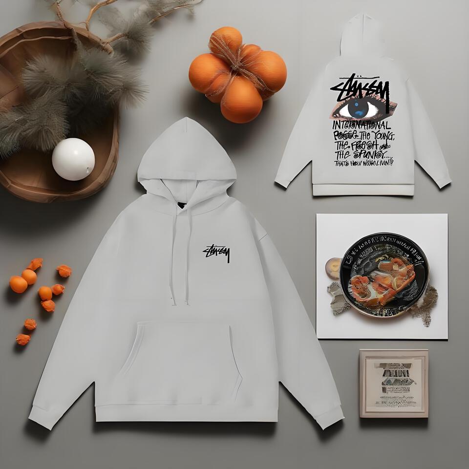 Stussy Grey Cotton Hoodie Sweatshirt