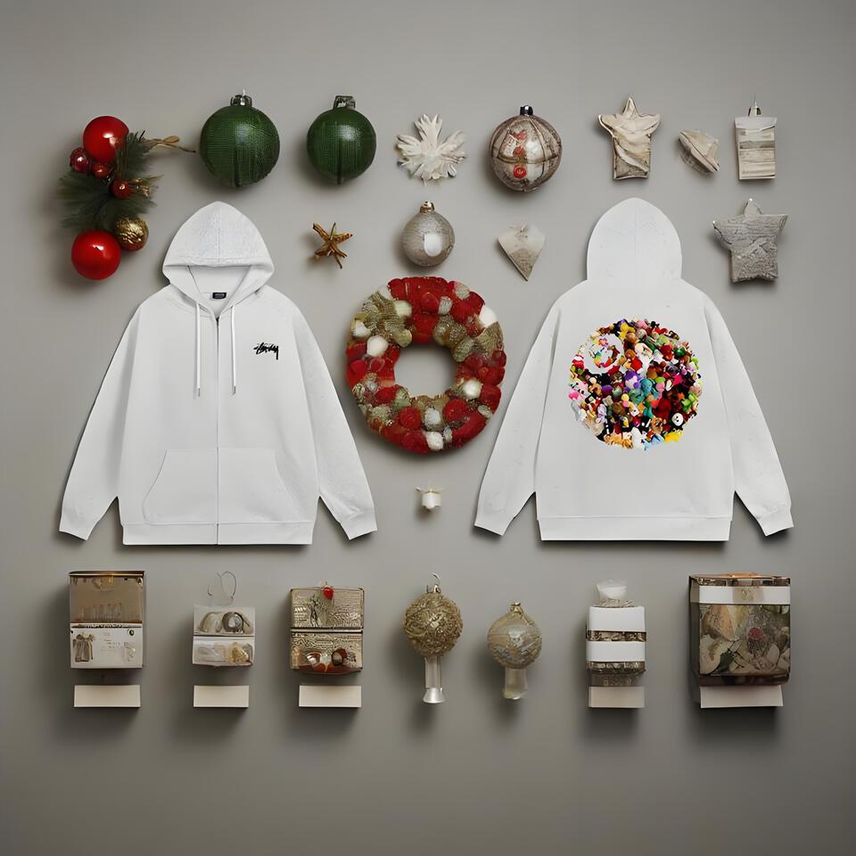 Stussy Grey Cotton Hoodie Unisex Streetwear Embroidery