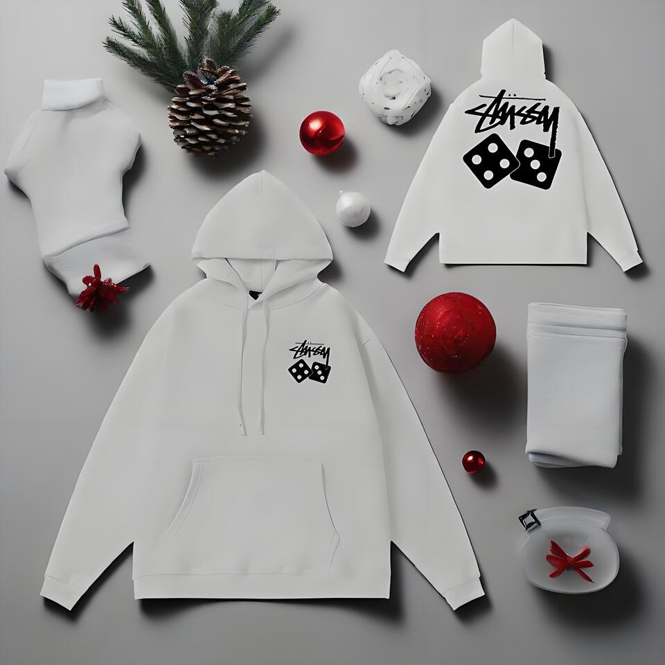 Stussy Grey Cotton Hoodie Unisex Streetwear Essential