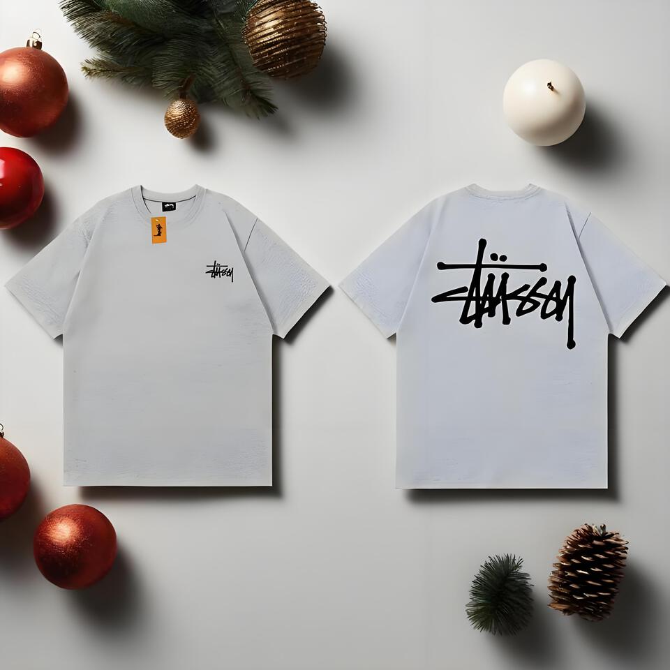 Stussy Grey Cotton Loose Graffiti Short Sleeve T-Shirt