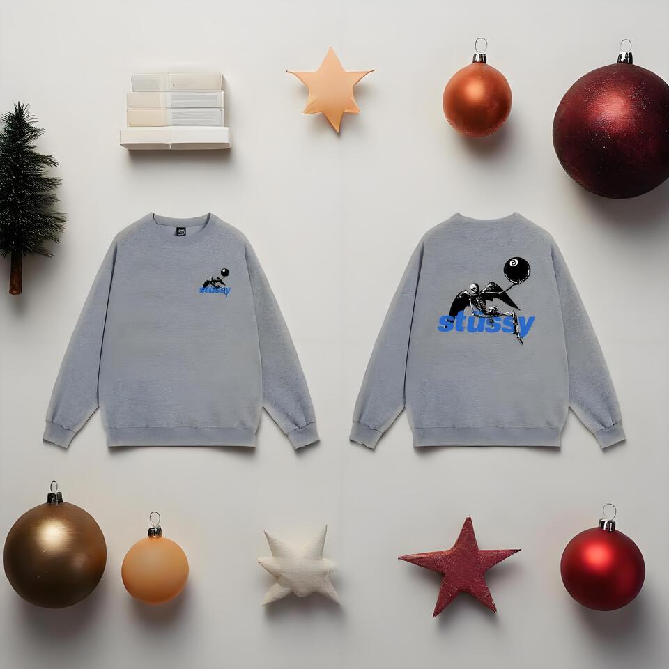Stussy Grey Cotton Oversized Crewneck Sweatshirt