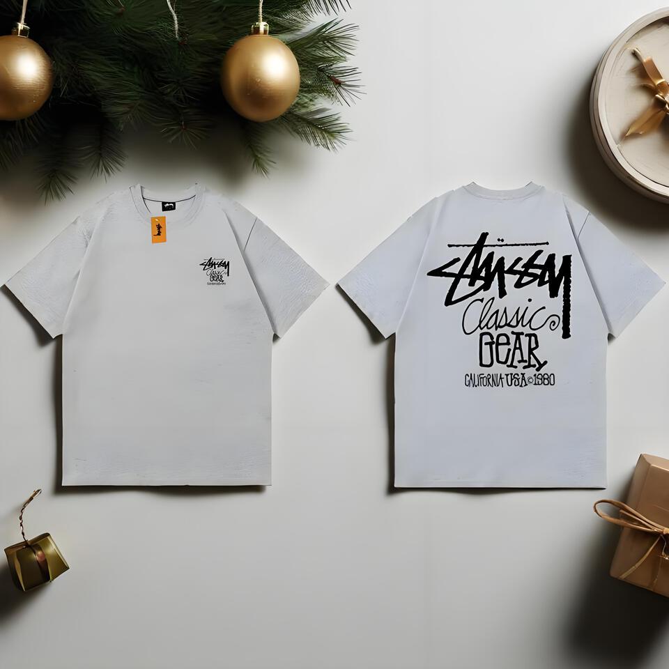 Stussy Grey Cotton Oversized Street Graffiti T-Shirt