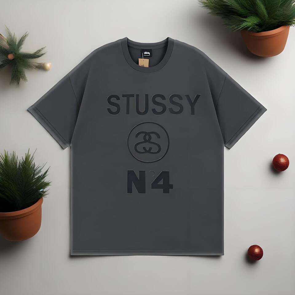 Stussy Grey Cotton Oversized T-Shirt Unisex Streetwear