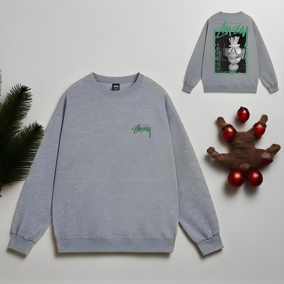 Stussy Grey Cotton Street Crewneck Sweatshirt