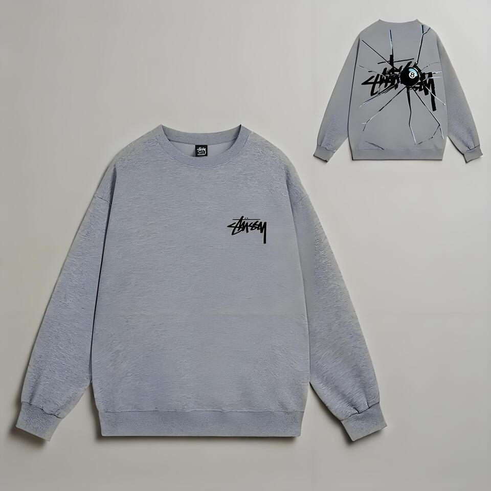 Stussy Grey Cotton Street Hoodie Urban Style