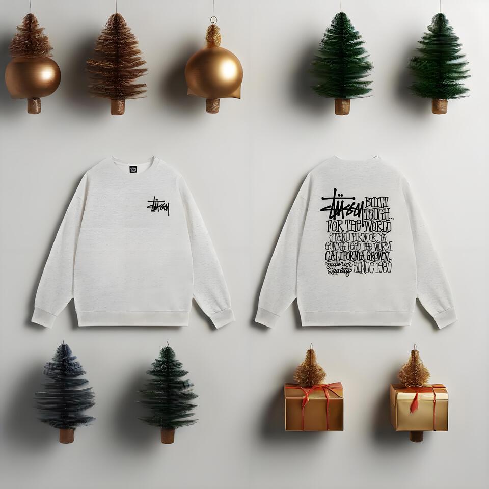 Stussy Grey Cotton Streetwear Loose Hoodie