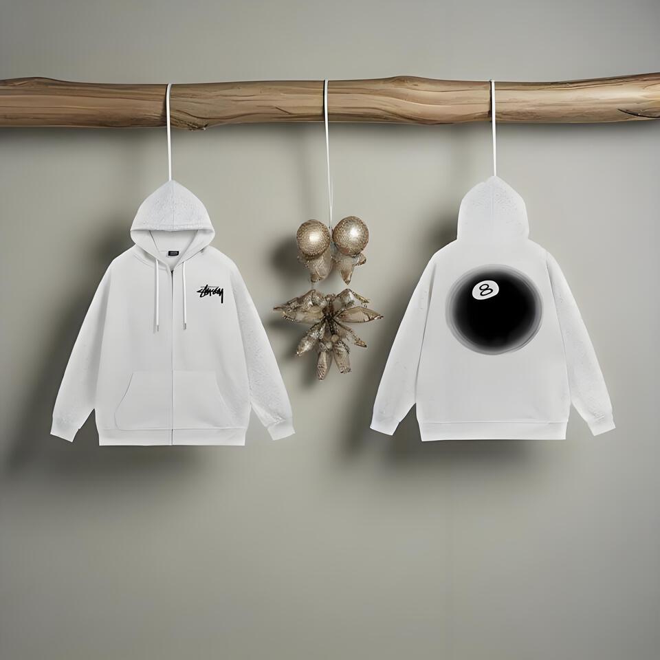 Stussy Grey Hoodie Classic Logo Print Streetwear Unisex