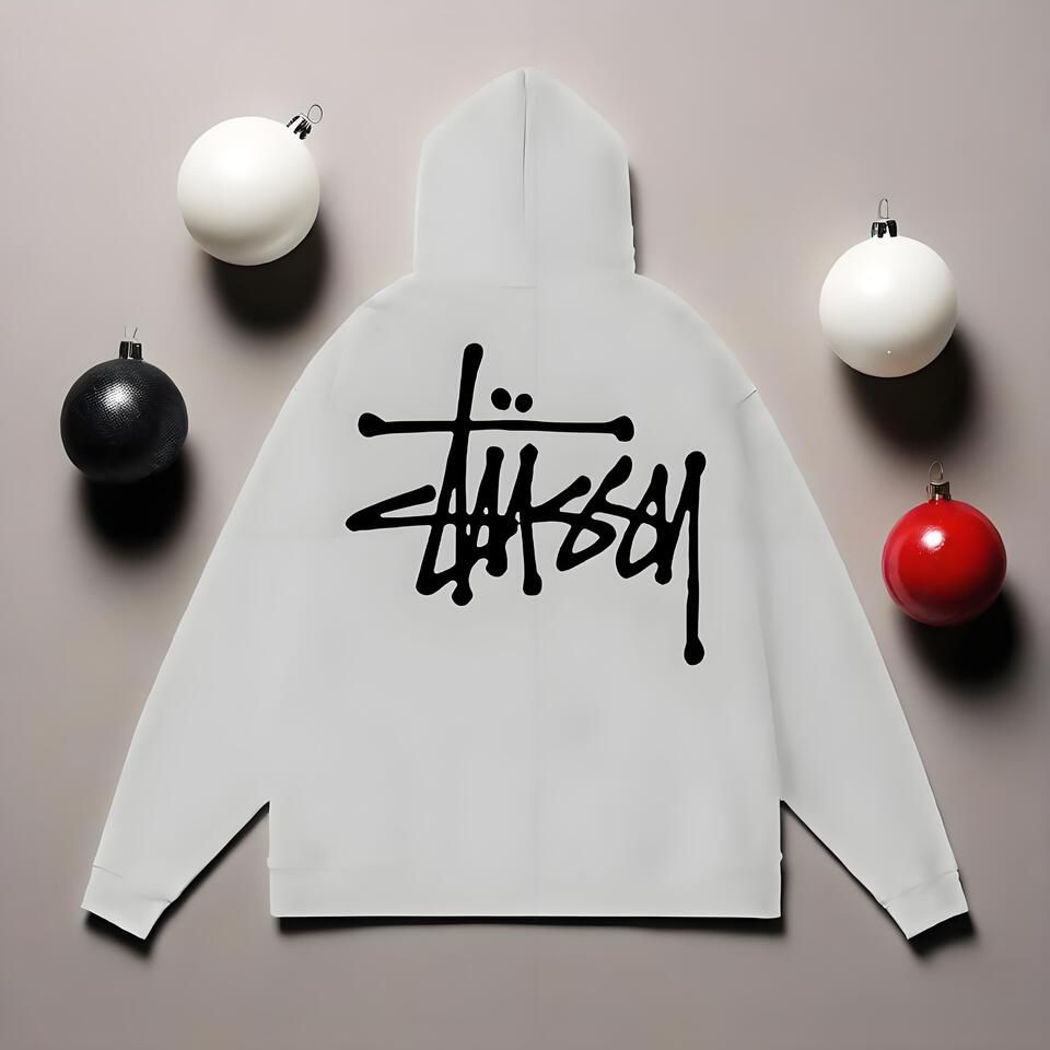 Stussy Grey Hoodie Street Graffiti Oversized Cotton