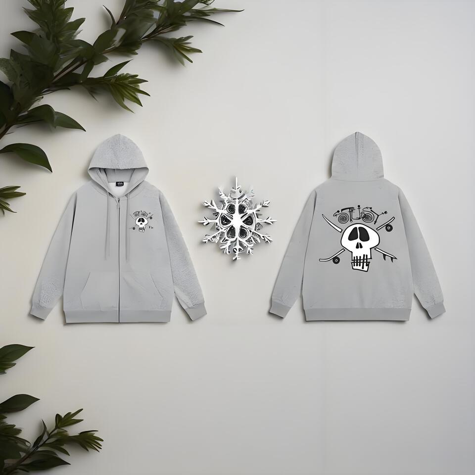 Stussy Grey Hoodie Unisex Rock Print Street Oversized