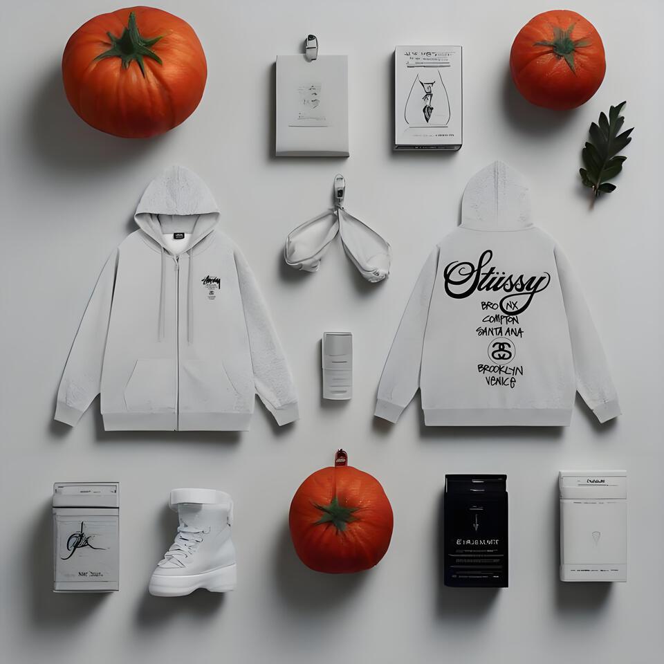 Stussy Grey Zip Hoodie Unisex Cotton Streetwear Pullover