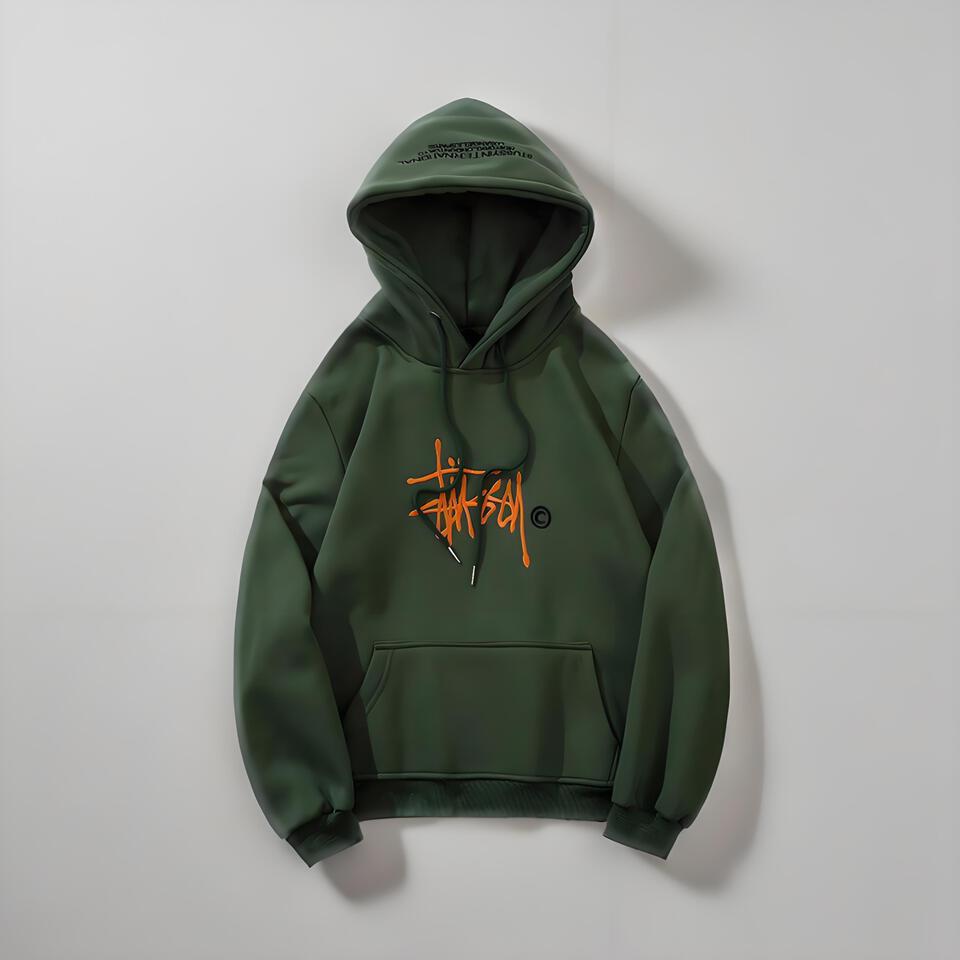 Stussy Hooded Military Green Cotton Graffiti Streetwear Unisex