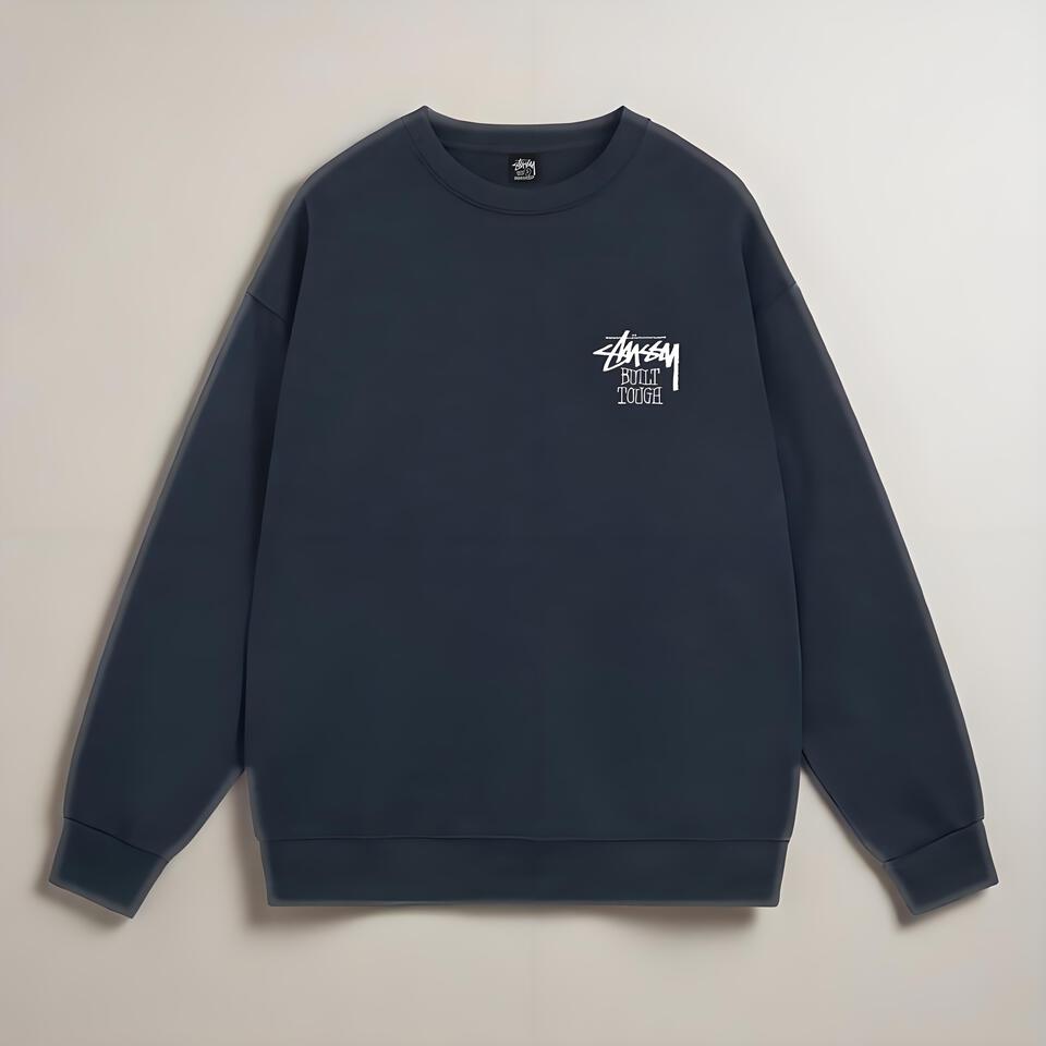 Stussy Hoodie Navy Blue Cotton Streetwear Essential Unisex Pullover