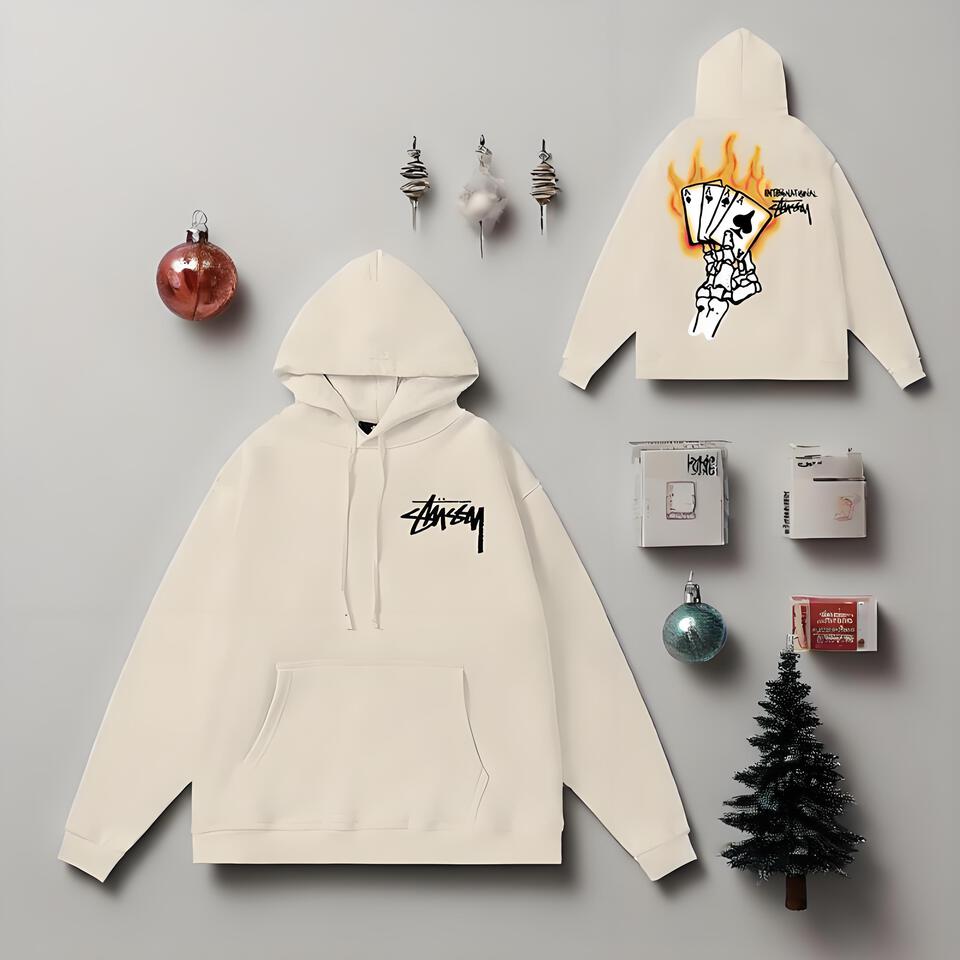Stussy Hoodie White Cotton Graffiti Streetwear Style
