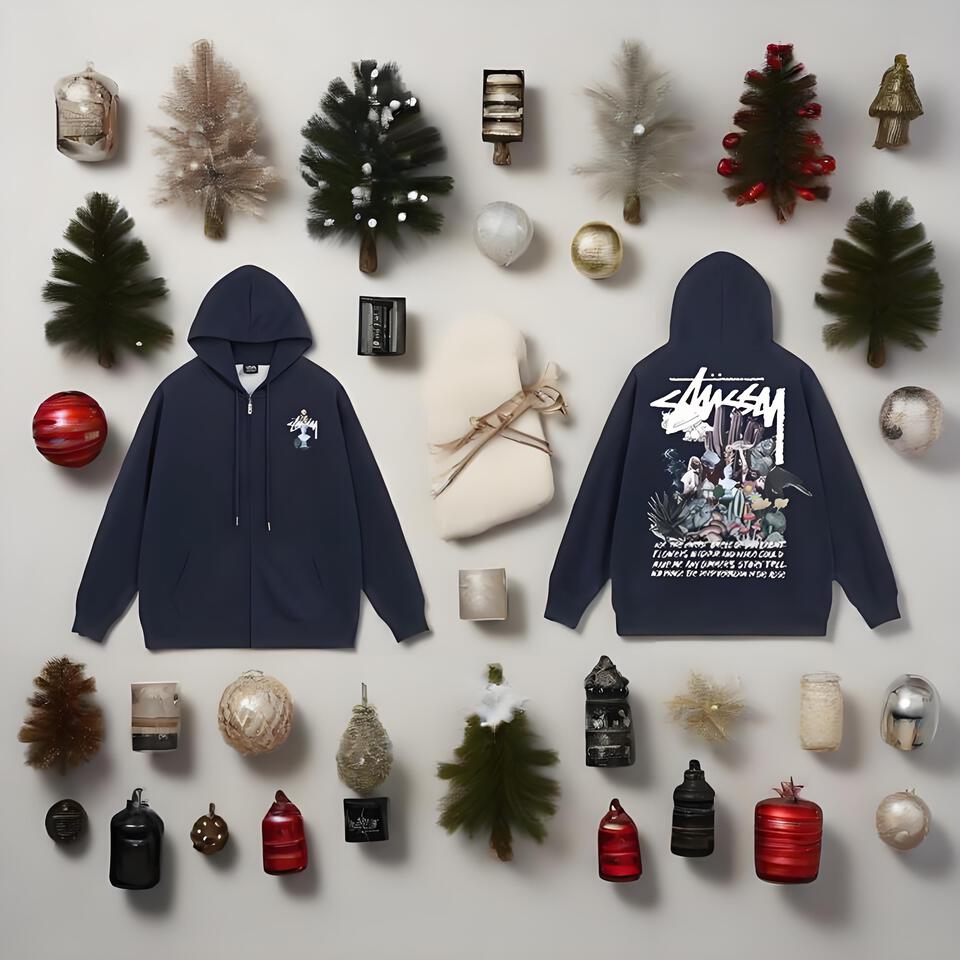 Stussy Navy Blue Cotton Street Hooded Sweatshirt