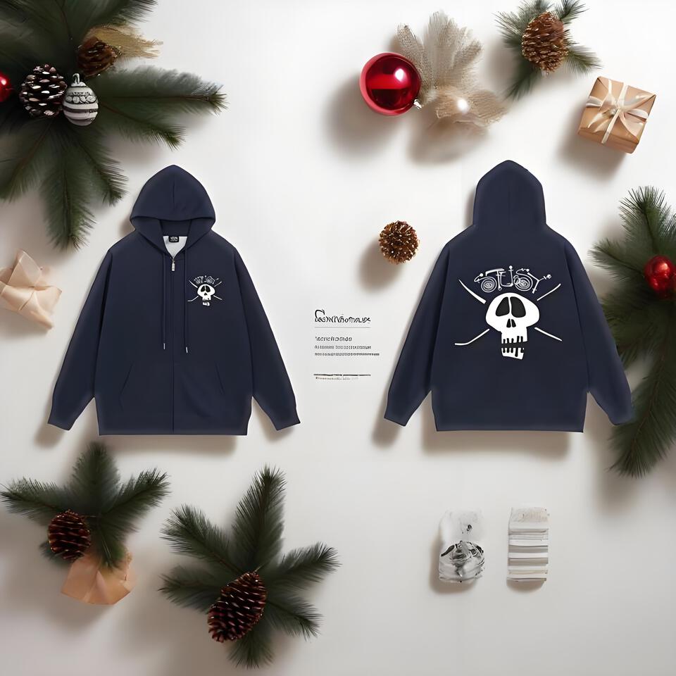 Stussy Navy Blue Cotton Zip Hoodie Unisex Streetwear