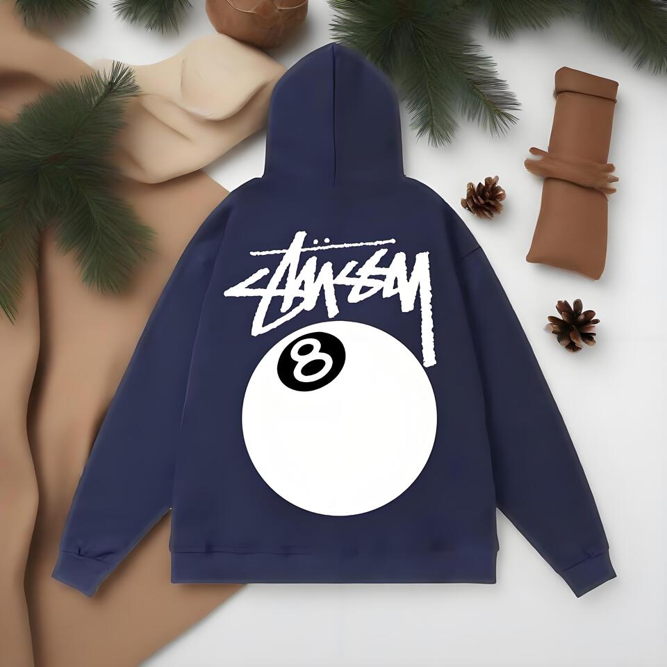 Stussy Navy Blue Hoodie With Graffiti For Unisex Streetwear