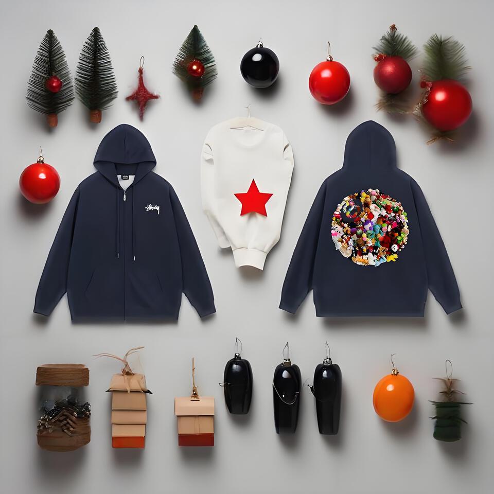 Stussy Navy Cotton Hoodie Unisex Streetwear Style