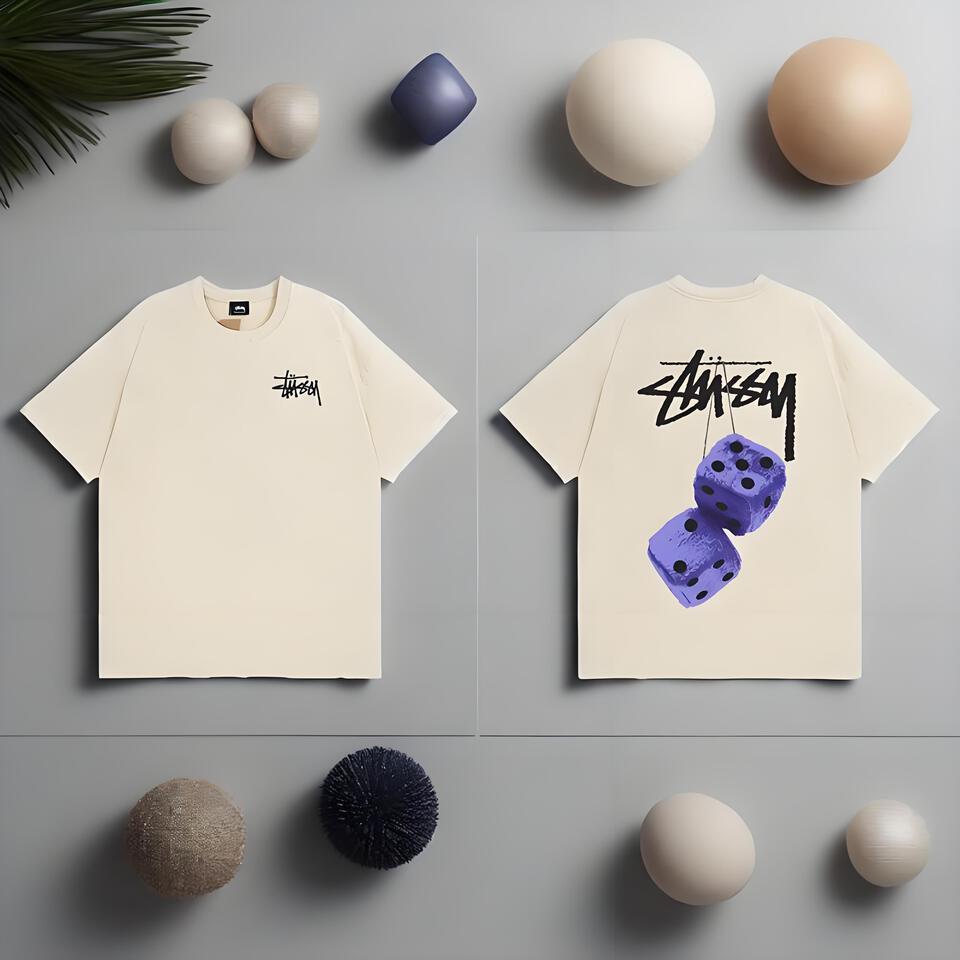 Stussy Off White Cotton Oversized Short Sleeve T-Shirt