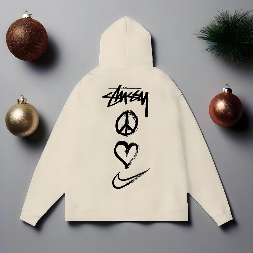 Stussy Off-White Hoodie with Graffiti Print