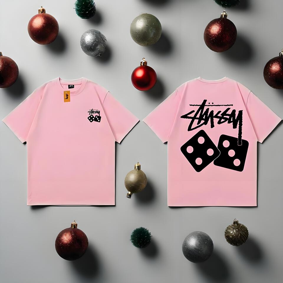 Stussy Pink Oversized Cotton T-Shirt Unisex Streetwear