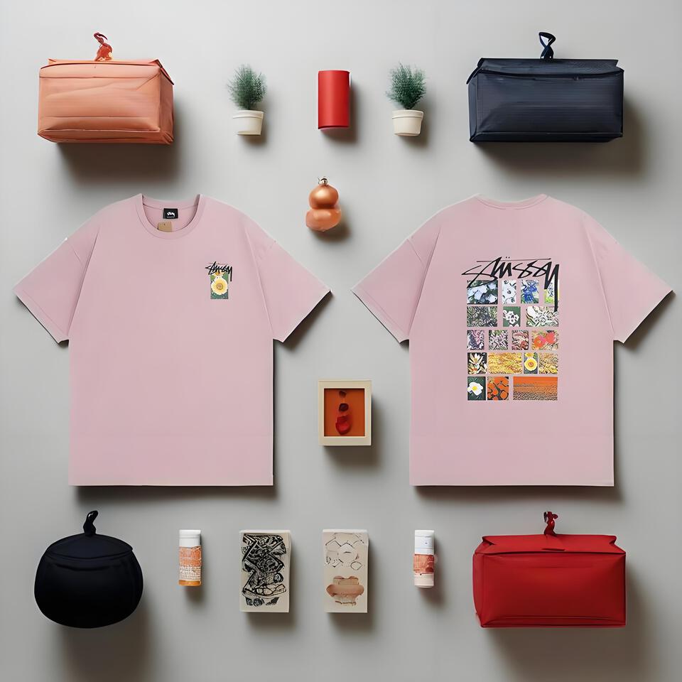 Stussy Pink T-Shirt Cotton Oversized Unisex Streetwear Top