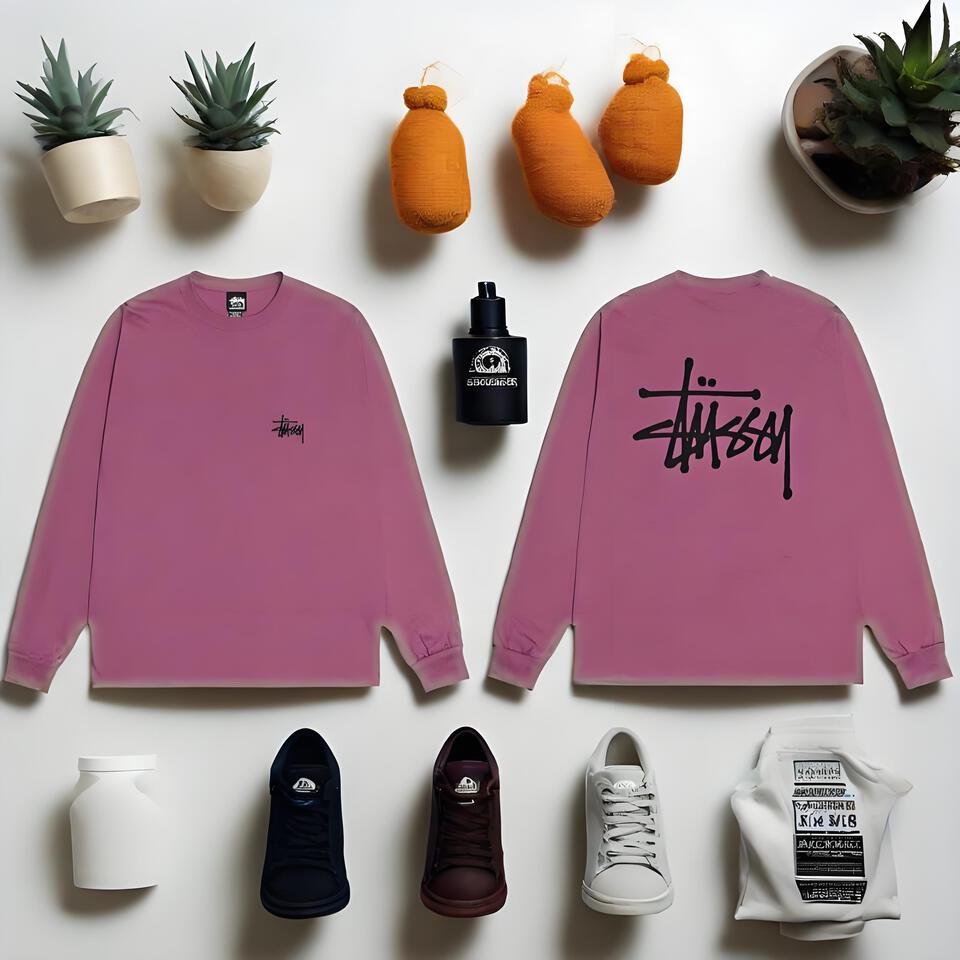 Stussy Purple Cotton Long Sleeve Tee Unisex Graffiti Streetwear