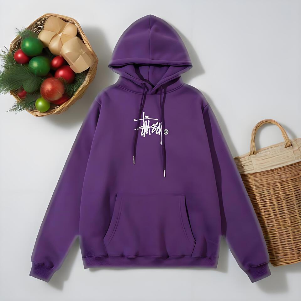 Stussy Purple Hoodie With Graffiti Street Art Design