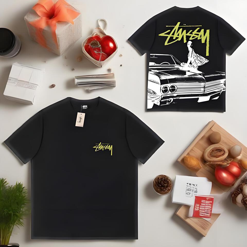 Stussy Stash Black Cotton Vintage Loose T-Shirt