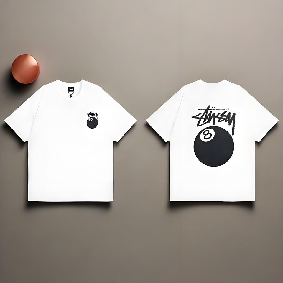 Stussy Unisex White Cotton Oversized Street Print T-Shirt