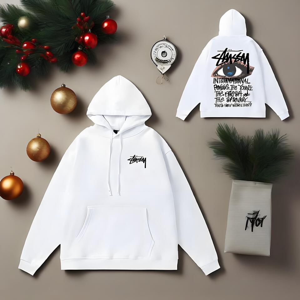 Stussy White Cotton Graffiti Hoodie