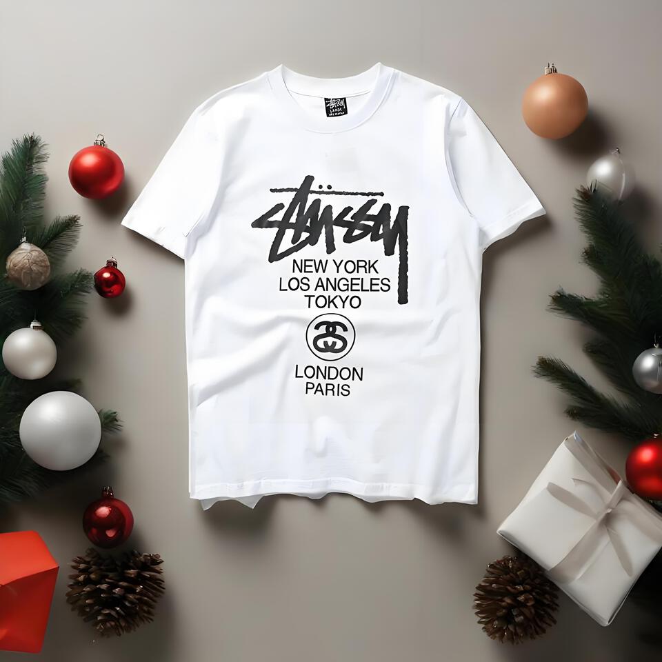 Stussy White Cotton Graffiti Print T-Shirt