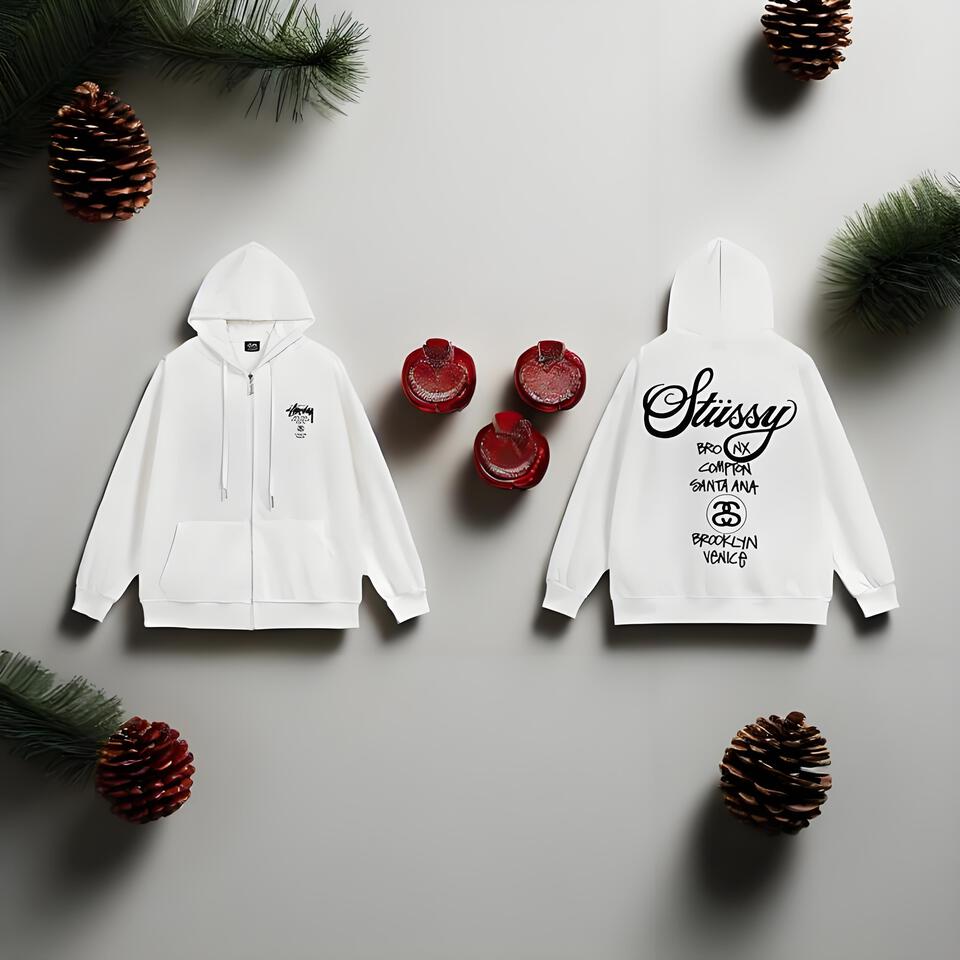 Stussy White Cotton Hooded Sweatshirt