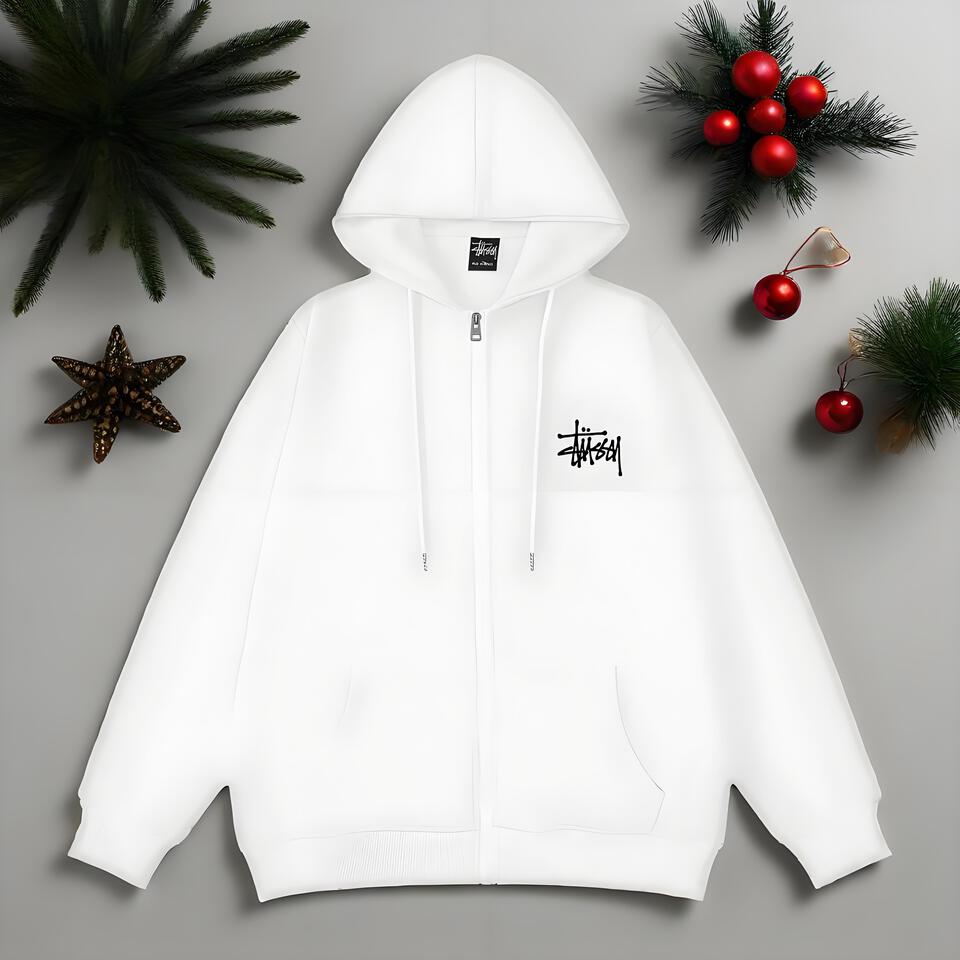 Stussy White Cotton Hooded Sweatshirt