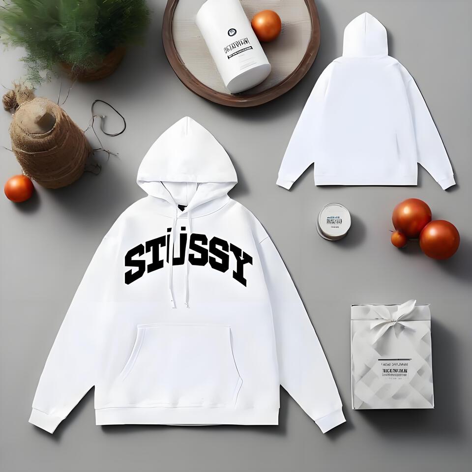 Stussy White Cotton Hooded Sweatshirt