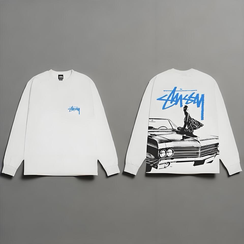 Stussy White Cotton Long Sleeve T-Shirt Unisex Streetwear