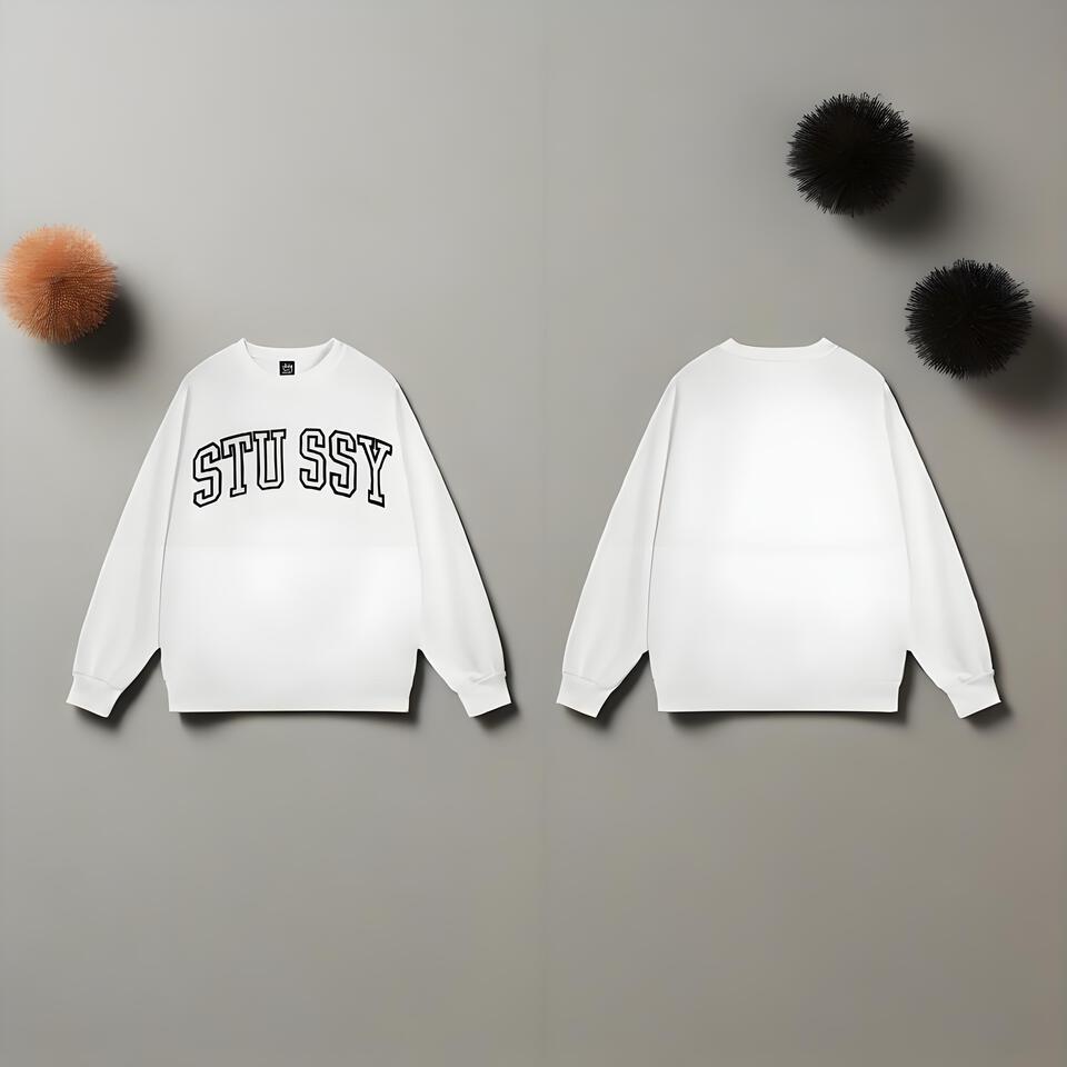 Stussy White Cotton Loose Fit Printed Hoodie